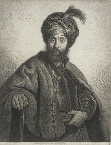 A Bearded Man Wearing a Turban/Man in oriental Costume, 1756. Creator: Georg Friedrich Schmidt