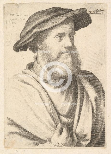 A bearded man after Hans Holbein (?), 1646. Creator: Wenceslaus Hollar.