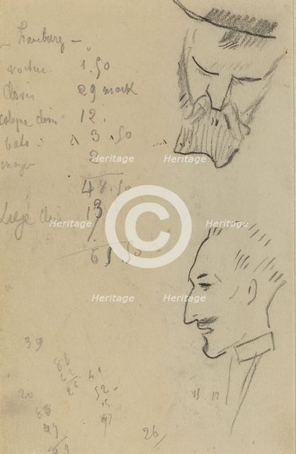 A Bearded Man and a Man in Profile [verso], 1884-1888. Creator: Paul Gauguin.