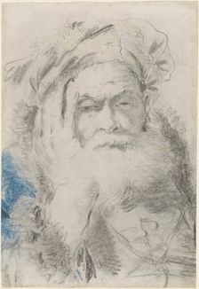 A Bearded Old Man Leaning His Head on His Hand, 1755/1762. Creator: Giovanni Battista Tiepolo