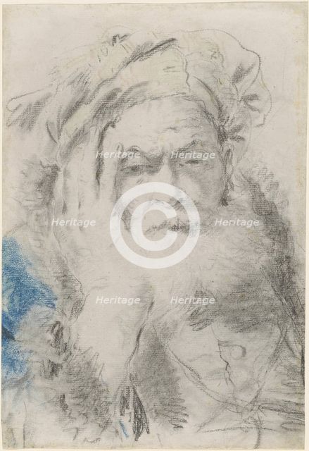 A Bearded Old Man Leaning His Head on His Hand, 1755/1762. Creator: Giovanni Battista Tiepolo.