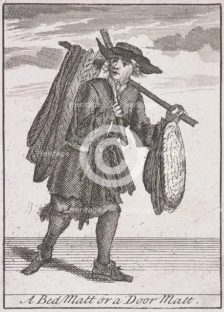 'A Bed Matt or a Door Matt', Cries of London, (c1688?). Artist: Anon