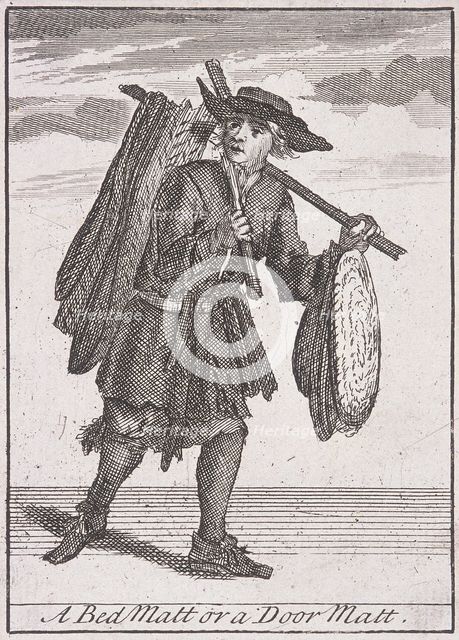 'A Bed Matt or a Door Matt', Cries of London, (c1688?). Artist: Anon