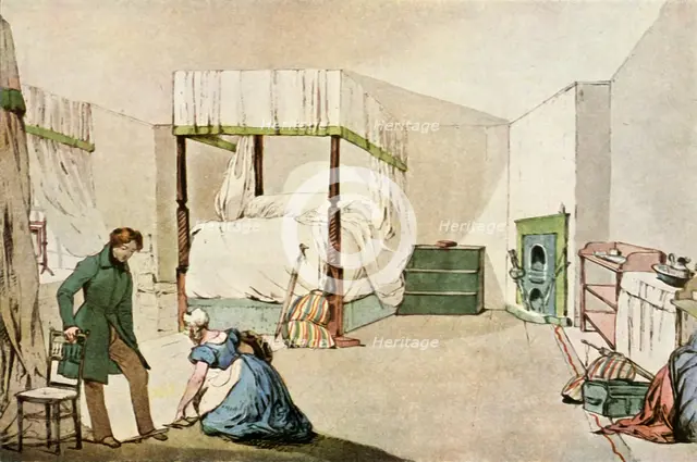 'A Bedroom at an Inn', 1830, (1943).  Creator: Eugene Louis Lami.