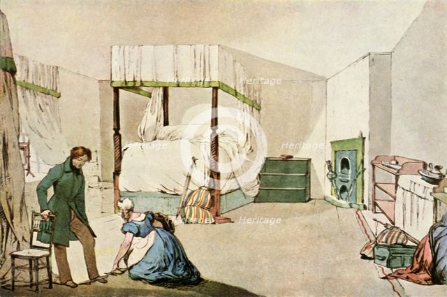 'A Bedroom at an Inn', 1830, (1943).  Creator: Eugene Louis Lami.