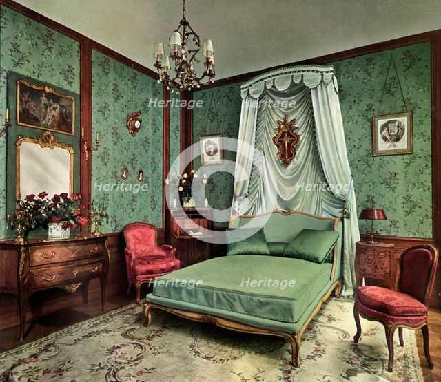 A bedroom from the reign of Louis XV Room, Hotel des Saints Pères, Paris, 1938. Artist: Unknown