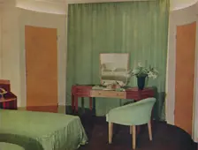 A bedroom in a house at Portland Place, designed by Ian Henderson & Co. of London 1935