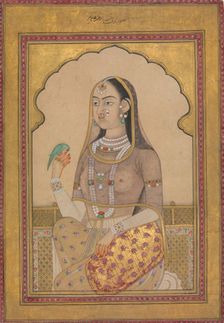A Bejewelled Maiden with a Parakeet, ca. 1670-1700. Creator: Unknown