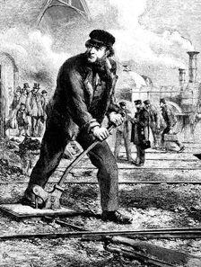 A Belgian railway pointsman, engraving 1886