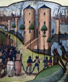 A besieging army sets fire to a city, c1470. Creator: Unknown