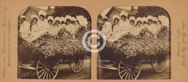 A bevy of beautiful belles in a fine floral float, Los Angeles, Cal., U.S.A., 1901. Creator: RY Young.