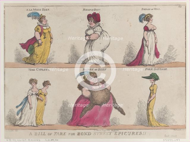 A Bill of Fare for Bond Street Epicures!!, October 25, 1808., October 25, 1808. Creator: Thomas Rowlandson.