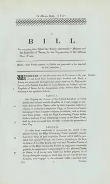 A bill for carrying into effect the treaty between Her Majesty and the Republic of Texas..., 1843. Creator: Unknown
