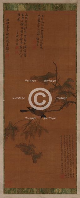 A Bird on a leafy branch, Ming dynasty, 16th-17th century. Creator: Unknown.
