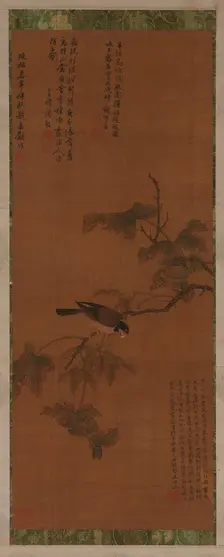 A Bird on a leafy branch, Ming dynasty, 16th-17th century. Creator: Unknown