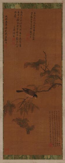 A Bird on a leafy branch, Ming dynasty, 16th-17th century. Creator: Unknown