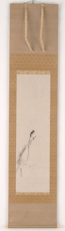 A bird on a stump, Edo period, 17th century. Creator: Kanô Tan'yû