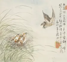 A bird carrying food in its mouth, 1857. Artist: Jin Yuan
