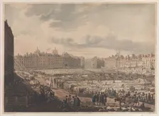 A Bird's Eye View of Smithfield Market, Taken from the Bear & Ragged Staff, Jan..., January 1, 1811. Creator: J. Bluck