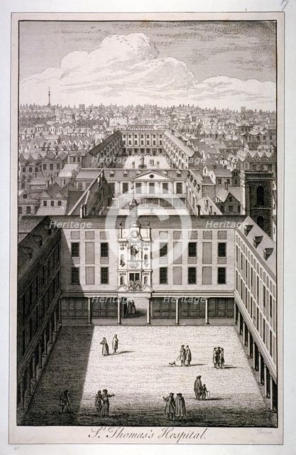 A bird's-eye view of St Thomas's Hospital in Southwark, London, c1825. Artist: Toms
