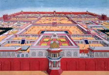 A bird's-eye view of the Red Fort at Delhi from the east, India, c1780-c1790. Creator: Anon