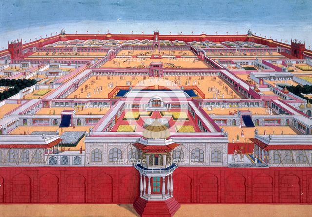 A bird's-eye view of the Red Fort at Delhi from the east, India, c1780-c1790. Creator: Anon.