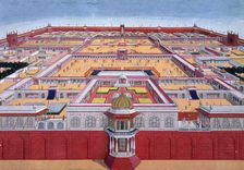 A bird's-eye view of the Red Fort at Delhi from the east, India, c1780-c1790. Creator: Anon