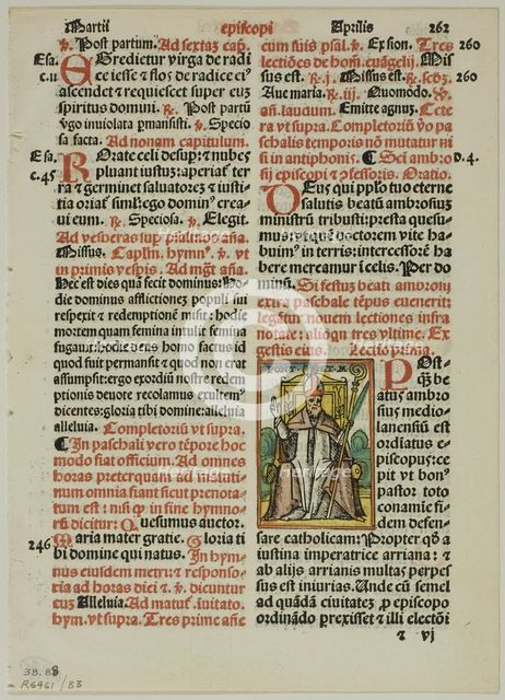 A Bishop from Breuiarium iuxta ritu predicatorum, plate 83 from Woodcuts from Books...1937. Creators: Unknown, Max Geisberg.