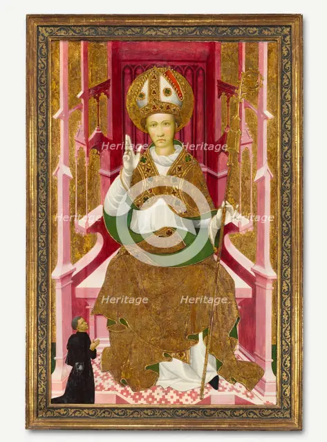 A Bishop Saint with a Donor (Saint Louis of Toulouse?), early 1400s. Creator: Unknown.