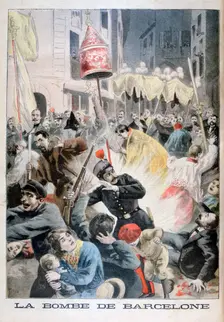A bomb in Barcelona, 1896. Creator: F Meaulle