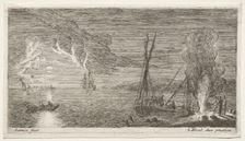 A Bonfire and Moonlight. Creator: Reinier Nooms (Dutch, c. 1623-1667)