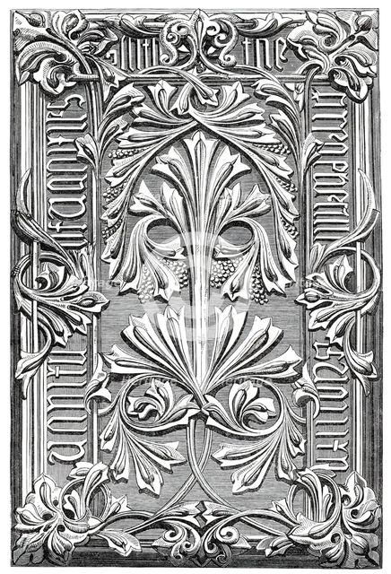 A book cover formed by Martin's Ceramic Papier-maché process, 1860. Creator: Unknown.