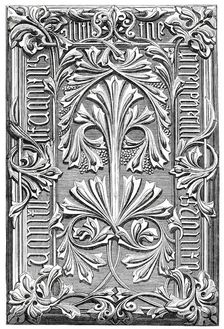 A book cover formed by Martin's Ceramic Papier-maché process, 1860. Creator: Unknown