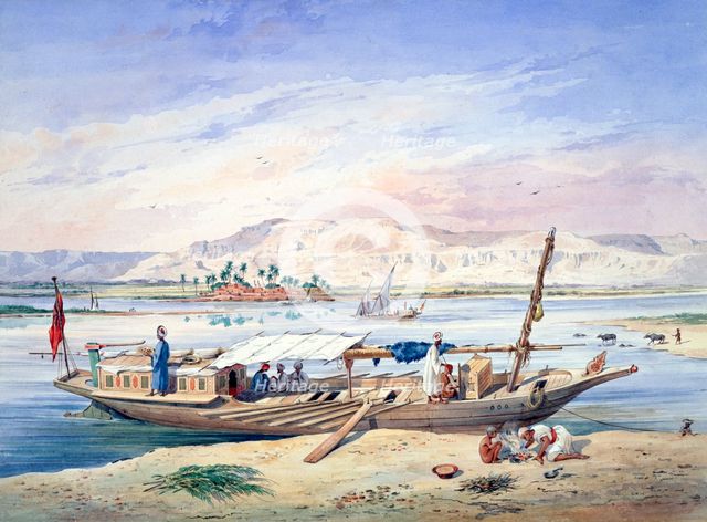 'A Boat on the Nile, Egypt', 19th century. Artist: Emile Prisse D'Avennes