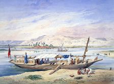 A Boat on the Nile, Egypt 19th century. Artist: Emile Prisse D'Avennes