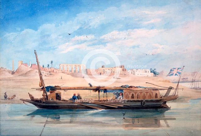 'A Boat on the Nile, Luxor, Egypt', 19th century. Artist: Emile Prisse D'Avennes