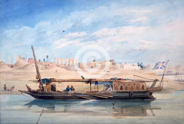 'A Boat on the Nile, Luxor, Egypt', 19th century. Artist: Emile Prisse D'Avennes