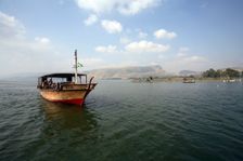 A boat on the Sea of Galilee, Israel. Creator: Samuel Magal