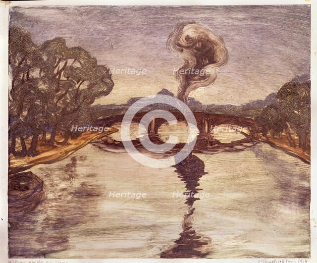 A boat on the Seine, 1914. Artist: Kruglikova, Yelisaveta Sergeyevna (1865-1941)