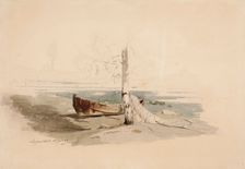 A boat on the shore, 1859. Creator: Werner Holmberg