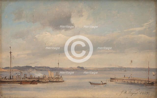 A Boat Harbour, Humlebæk, Zealand, 1854. Creator: Wilhelm Peter Carl Petersen.