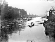 A boat race during Eights Week on the River Thames, Oxfordshire, c1860-c1922. Artist: Henry Taunt