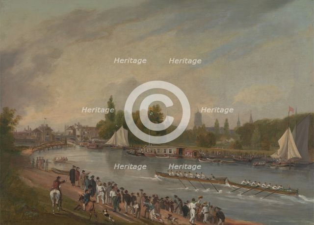 A Boat Race on the River Isis, Oxford, 1822. Creator: John Whessell.