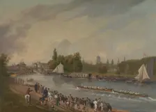 A Boat Race on the River Isis, Oxford, 1822. Creator: John Whessell