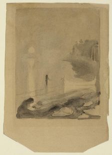 A Boat Tied to a Pier, 1892. Creator: Edvard Munch