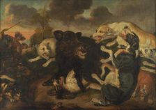 A Boar Hunt, 1677. Creator: Juriaen Jacobsz