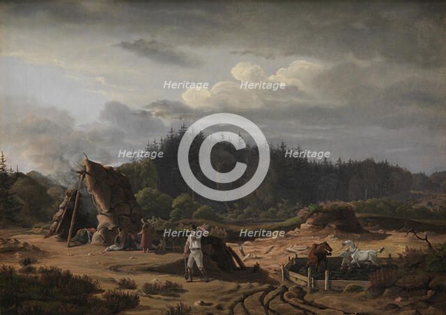 A Bog with Peat Cutters. Hosterkob, North Zealand, 1828. Creator: Ernst Christian Frederik Petzholdt.