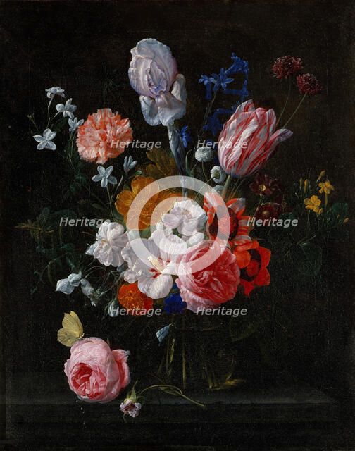 A Bouquet of Flowers in a Crystal Vase, 1662. Creator: Nicolaes van Veerendael.