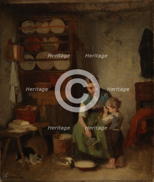 A Boy Being Given Milk, sketch I, 1869. Creator: Karl Emanuel Jansson.