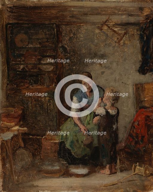 A Boy being given Milk, sketch II, 1869. Creator: Karl Emanuel Jansson.